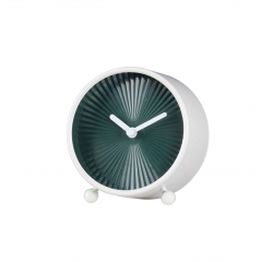 Metal table clock with painting case and 3D sector plastic dial