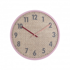 14 slim frame MDF wall clock with linen pattern clock dial