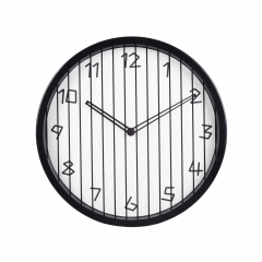 30cm metal wall clock with silkscreen printing stripes on the glass lens